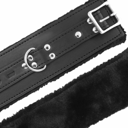 Darkness Black Lined Adjustable Restraint Cuffs Faux Leather