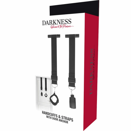 Darkness Adjustable Door Restraint System with Neoprene Cuffs Black