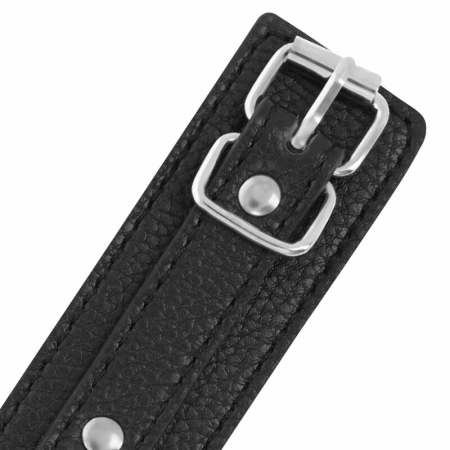 Darkness Adjustable Black Leather Handcuffs - Textured PU, Secure Buckle