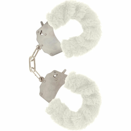 TOYJOY Furry Fun Cuffs White - Soft Plush Adjustable Wrist Restraints