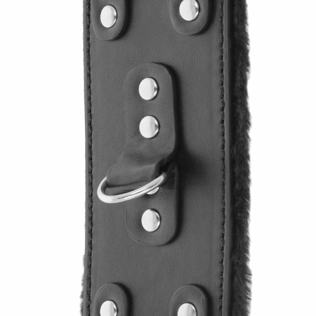 Darkness Adjustable Black Leather Handcuffs with Soft Lining