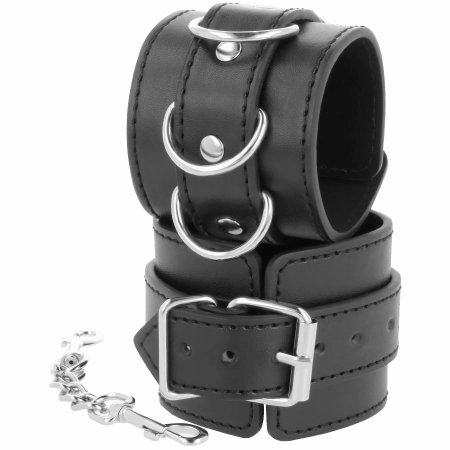 Darkness Black Leather Adjustable Anklet and Wrist Restraints
