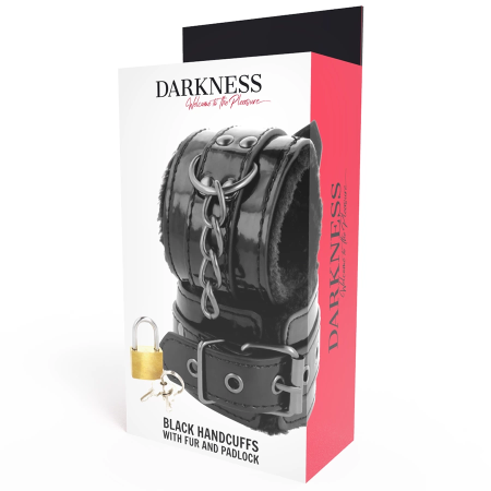 Darkness Adjustable Black Leather Cuffs with Padlock Premium Design