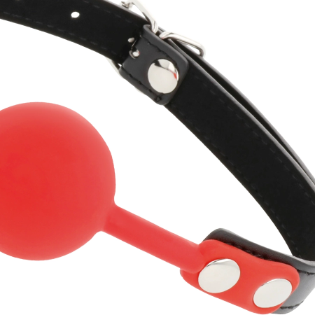 Darkness Silicone Gag Red - Adjustable Leather Strap, Universal Fit