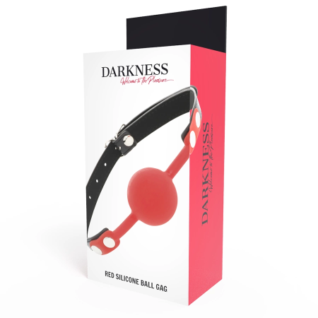 Darkness Silicone Gag Red - Adjustable Leather Strap, Universal Fit