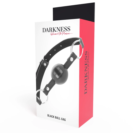 Darkness Adjustable Black Ball Gag with Leather Strap - One Size