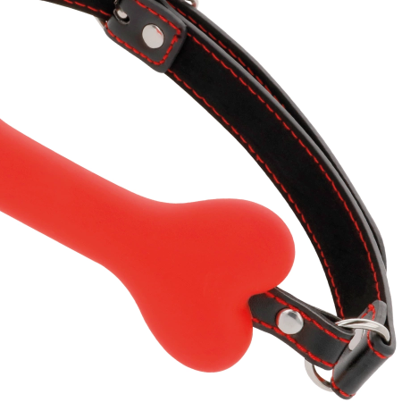 Darkness Red Bone Silicone Adjustable Gag - Waterproof, 14.8 cm