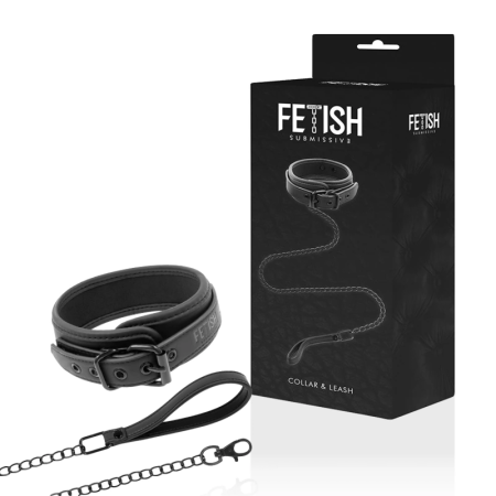 Fetish Submissive Neoprene Collar with Nickel-Free Chain & Leash