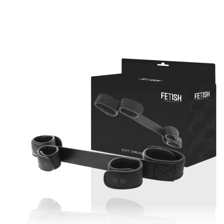 Fetish Submissive Adjustable Spreader Bar with Neoprene Padding, Black