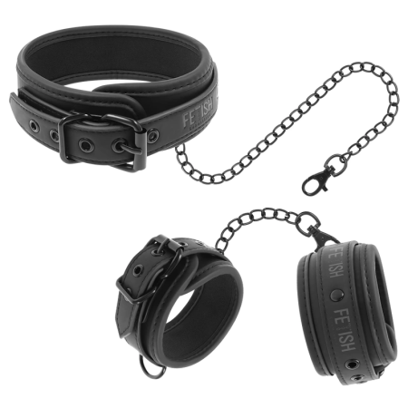 Fetish Submissive Vegan Leather Restraint Set with Neoprene Lining
