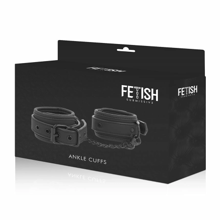 Fetish Submissive Vegan Leather Ankle Cuffs with Neoprene Lining, Adjustable
