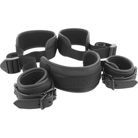 Fetish Submissive Neoprene-Lined Adjustable Restraint System Black