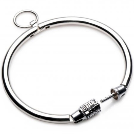 METAL HARD Stainless Steel Collar 10.5cm with Combination Lock & Ring