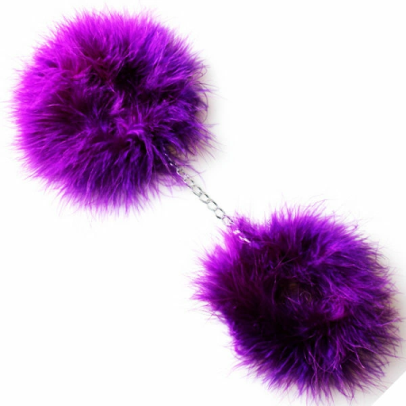 Secret Play Marabou Handcuffs Purple - Soft Feather Ankle & Wrist Restraints