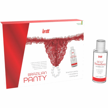 INTT Brazilian Red Lace Panty with Pearls & Strawberry Lubricant 50ml