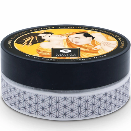 Shunga Edible Body Powder Mango 75g - Sensual Dry Massage Kit with Feather Brush