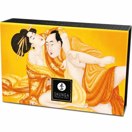 Shunga Edible Body Powder Mango 75g - Sensual Dry Massage Kit with Feather Brush