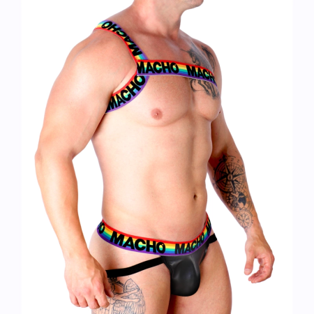Macho Roman Harness L/XL - Adjustable Elastic Body Accessory Pride Edition