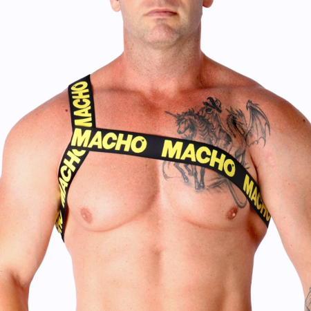 MACHO Roman Elastic Harness Yellow S/M - Adjustable Unisex Accessory