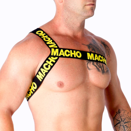 MACHO Roman Elastic Harness Yellow S/M - Adjustable Unisex Accessory