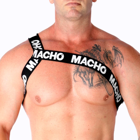 Macho Roman Harness White S/M - Adjustable Elastic Fashion Accessory