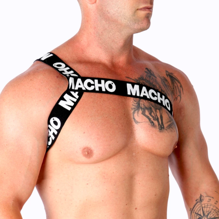 Macho Roman Harness White S/M - Adjustable Elastic Fashion Accessory