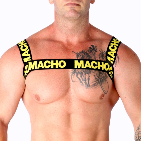 Macho Double Yellow Elastic Harness - Adjustable Unisex Accessory One Size