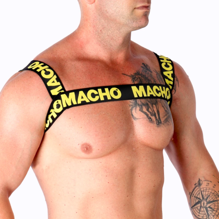 Macho Double Yellow Elastic Harness - Adjustable Unisex Accessory One Size