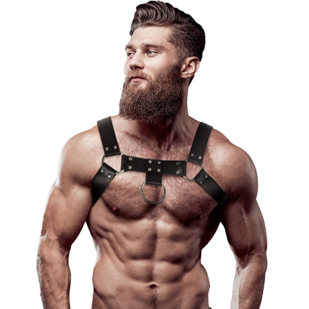 Fetish Submissive Attitude Men's Adjustable Eco-Leather Chest Harness Black