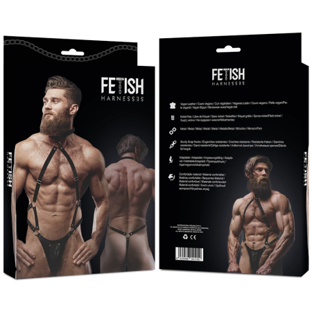 Fetish Submissive Attitude Men's Eco-Leather Adjustable Jock Harness Black