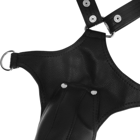 Fetish Submissive Attitude Men's Eco-Leather Adjustable Jock Harness Black
