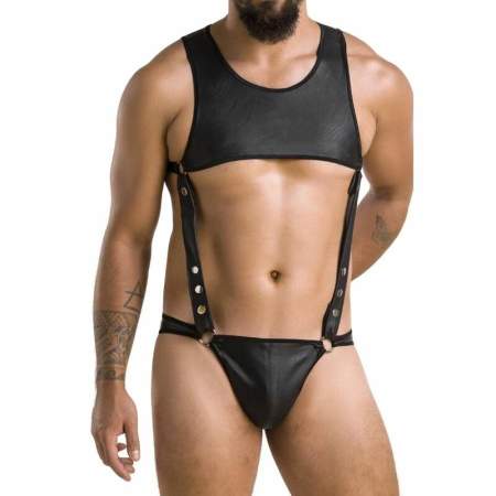 Passion Body Adam Black S/M - Elegant Polyurethane & Polyester Bodysuit