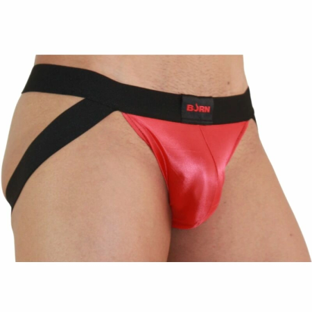BURN Jock 010 Red/Black M - Designer Athletic Support with Mesh Accents