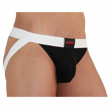 BURN Jockstrap SHINY BLACK/WHITE L - Premium Comfort & Stylish Design