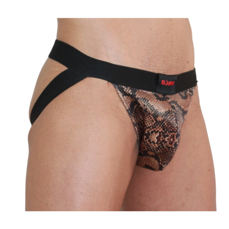 BURN JOCK SNAKE Black M - Premium Mesh Jockstrap with Shiny Accents