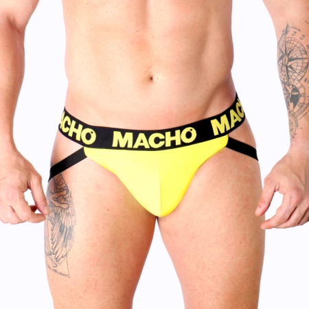 Macho MX25A Jockstrap Lycra Yellow L - Sporty Open-Back Underwear