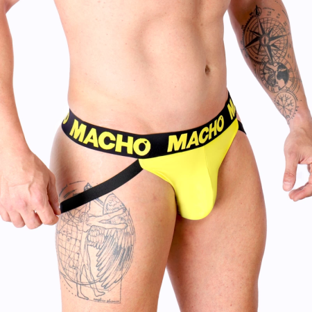 Macho MX25A Jockstrap Lycra Yellow L - Sporty Open-Back Underwear