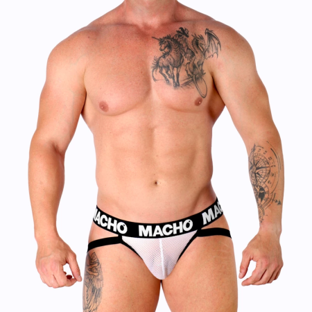 Macho MX26X1 Athletic Mesh Jockstrap White S - Breathable Support
