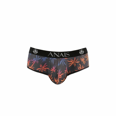 Anais Men Chill Jock Bikini XL - Black Mesh with Palm Print, Open Back