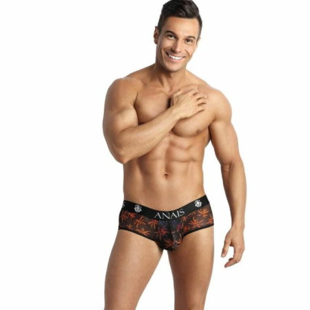 ANAIS MEN Chill Jock Bikini S Black Mesh with Colorful Print