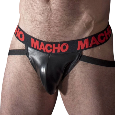 Macho MX25RC Jockstrap Red Eco-Leather XL - Elastic Support Band
