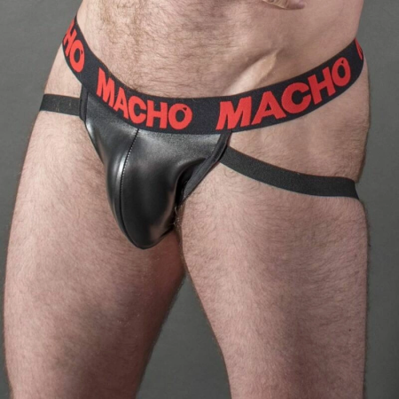 Macho MX25RC Jockstrap Red Eco-Leather XL - Elastic Support Band