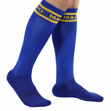 Macho Long Socks Blue One Size - Football-Inspired Comfort & Style