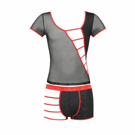 Passion 055 Set Black S/M - Elegant Polyurethane & Polyester Lingerie