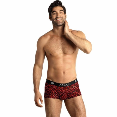 ANAIS MEN TRIBAL Boxer Shorts S - Sporty Cut, Red Microfiber, Animal Print