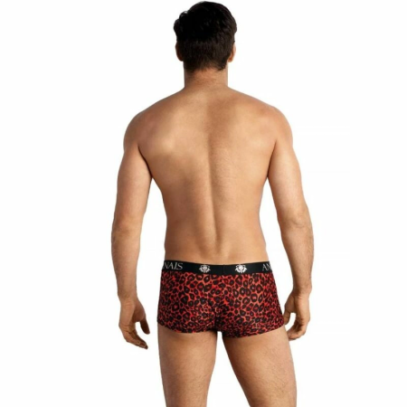 ANAIS MEN TRIBAL Boxer Shorts S - Sporty Cut, Red Microfiber, Animal Print