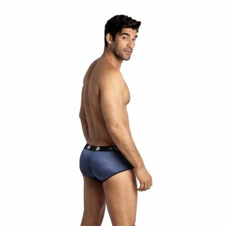 Anais Men Naval Brief S - Navy Blue Tulle, Sporty Fit, Satin Stripes
