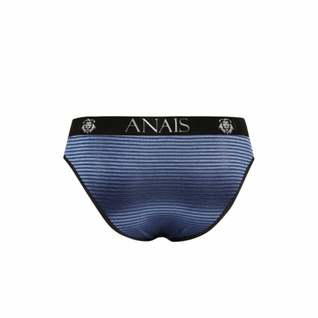 ANAIS MEN Naval Slip XL - Navy Blue Mesh Briefs with Satin Stripes