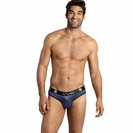 ANAIS Men NAVAL Slip L - Navy Blue Tulle Briefs with Satin Stripes