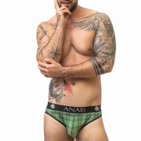 Anais Men Magic Slip S - Green & Black Lycra Briefs, Size S